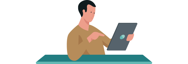 Ilustracja przedstawiająca mężczyznę, który zgłasza szkodę w ramach ubezpieczenia NNW