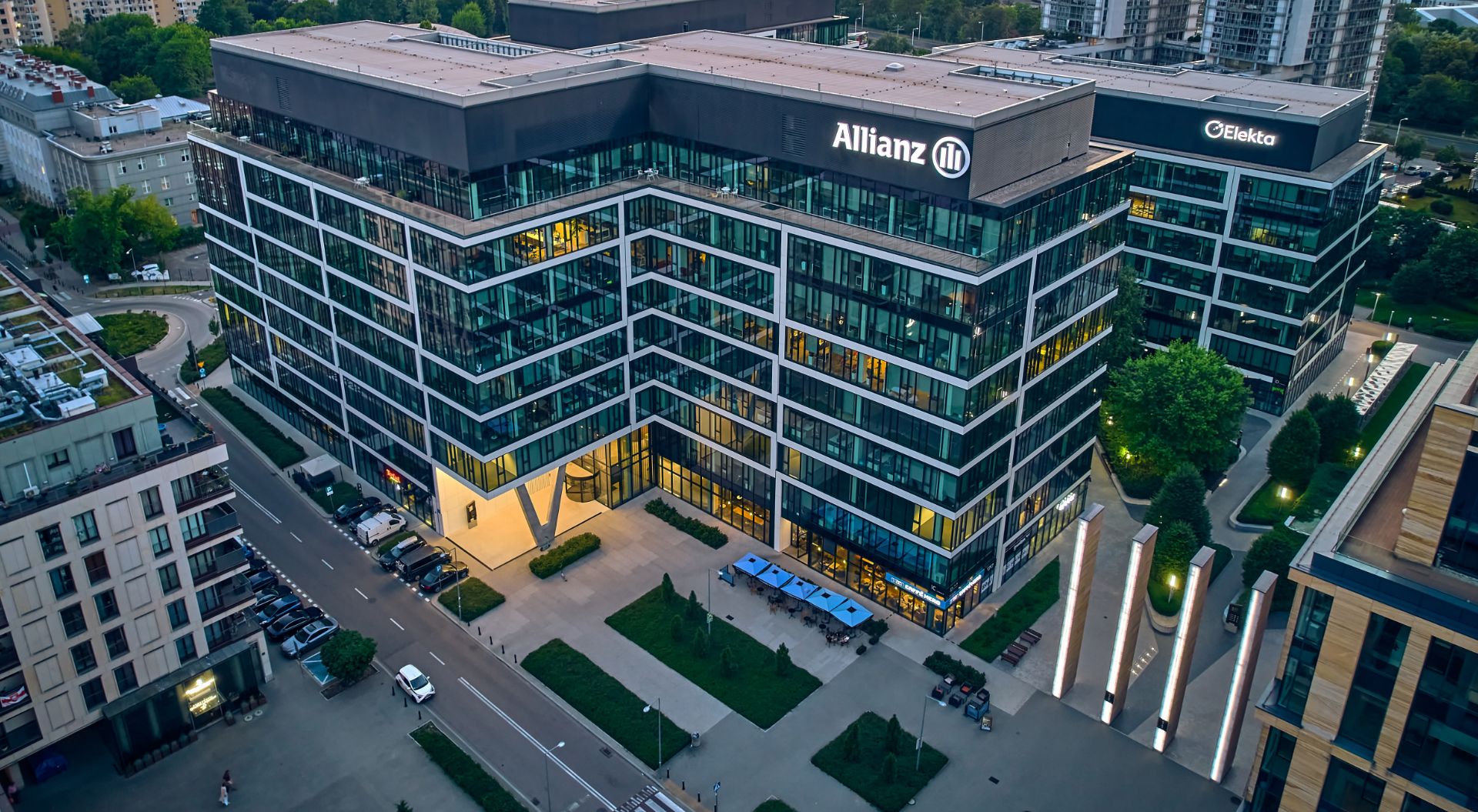 Biuro Allianz Polska w Warszawie przy ulicy Inflanckiej - zdjęcie z lotu ptaka